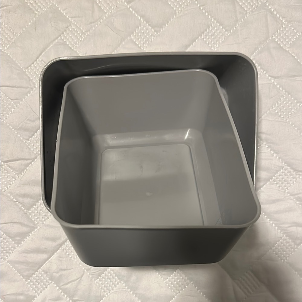 Set of Two Gray Storage Bins